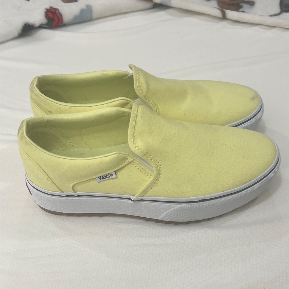 Vans Yellow Slip-On Platforms